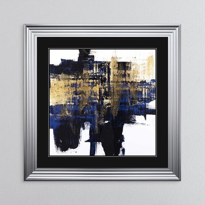 Dynamic Gold On Blue 1 with Black Mount Framed Wall Art