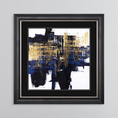 Dynamic Gold On Blue 1 with Black Mount Framed Wall Art