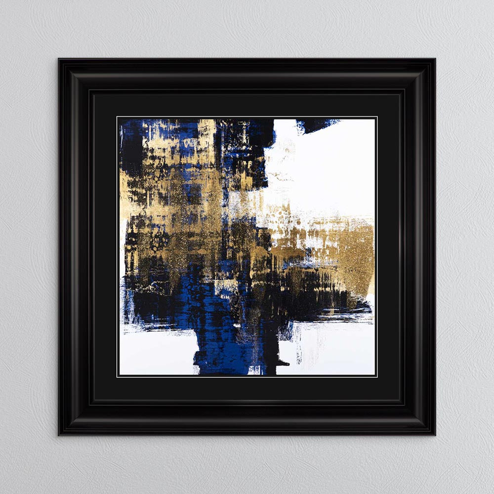 Dynamic Gold On Blue 2 with Black Mount Framed Wall Art