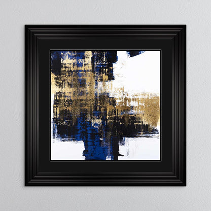 Dynamic Gold On Blue 2 with Black Mount Framed Wall Art