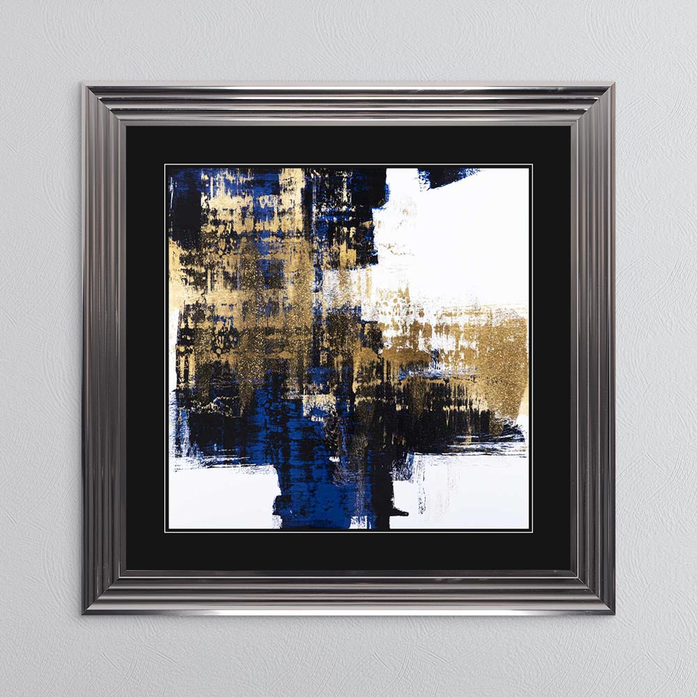 Dynamic Gold On Blue 2 with Black Mount Framed Wall Art