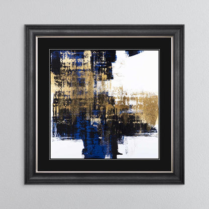 Dynamic Gold On Blue 2 with Black Mount Framed Wall Art