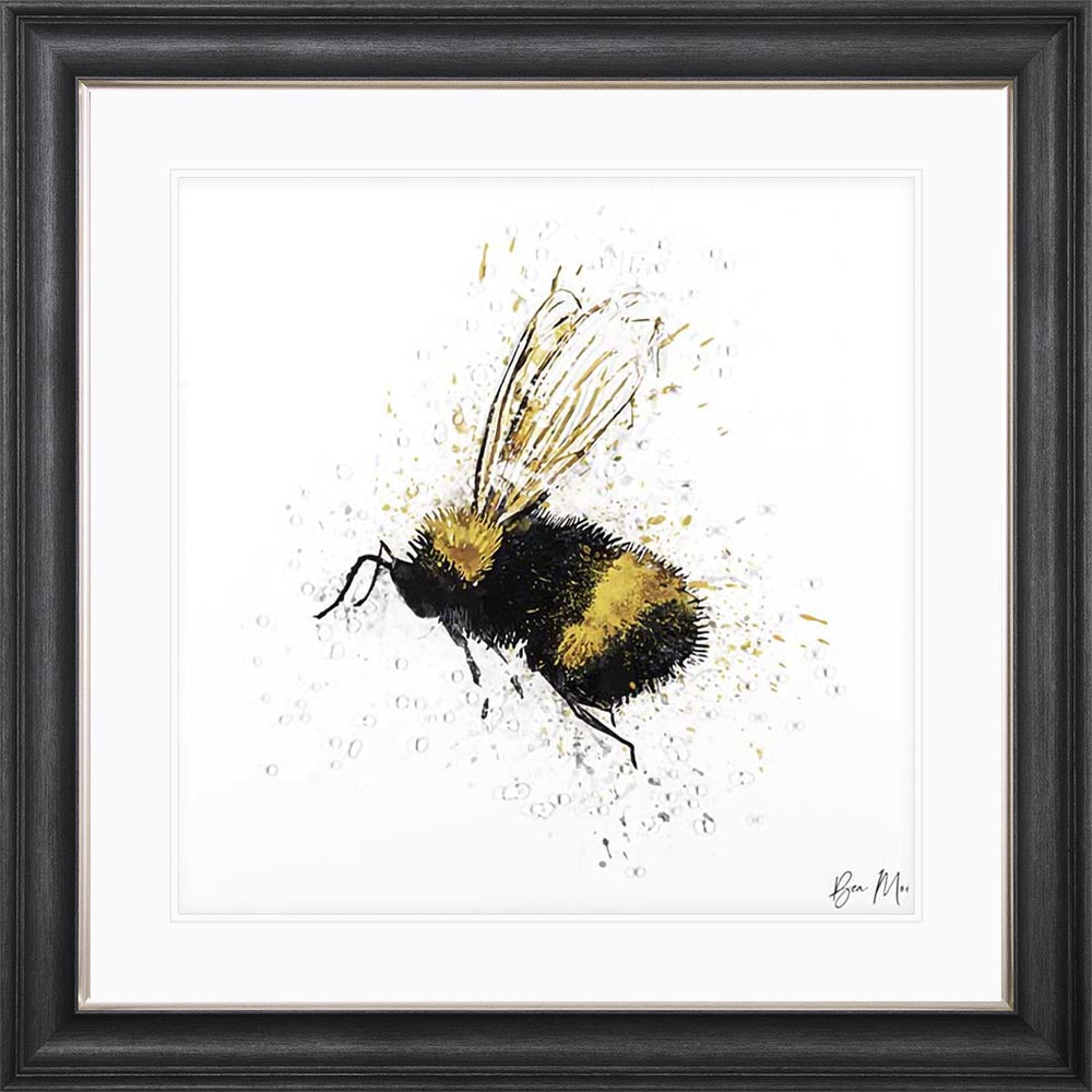 Flying Bee with White Mount Framed Wall Art