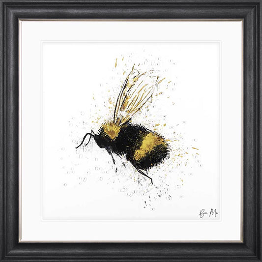 Flying Bee with White Mount Framed Wall Art