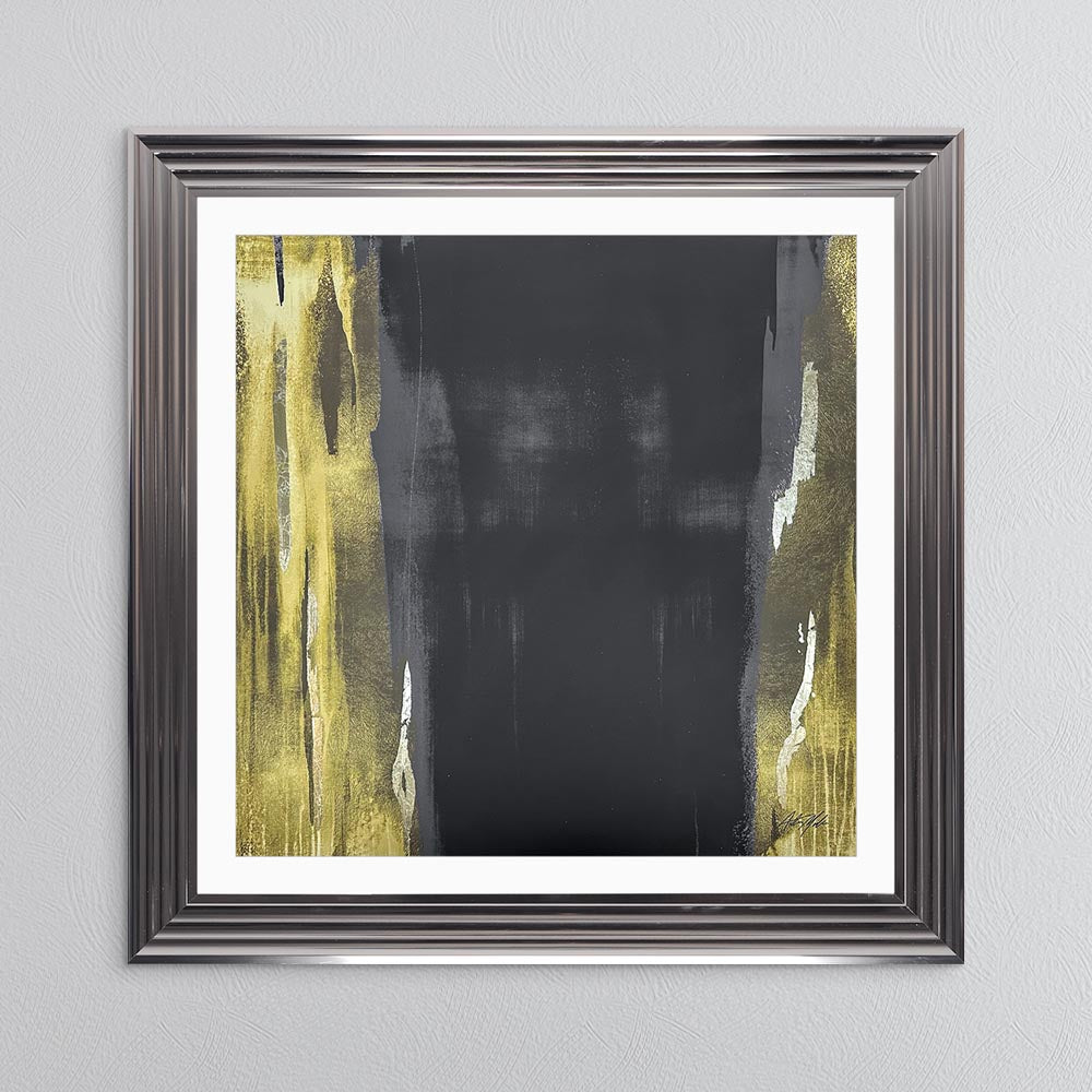 Black & Gold Abstract No. 2 with White Mount Framed Wall Art