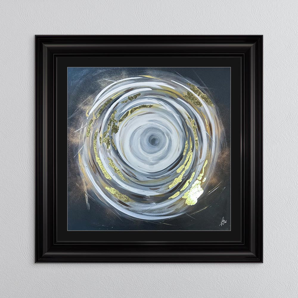 Circle of Life 1 with Gold Foil Embellishment - with Black Mount Framed Wall Art