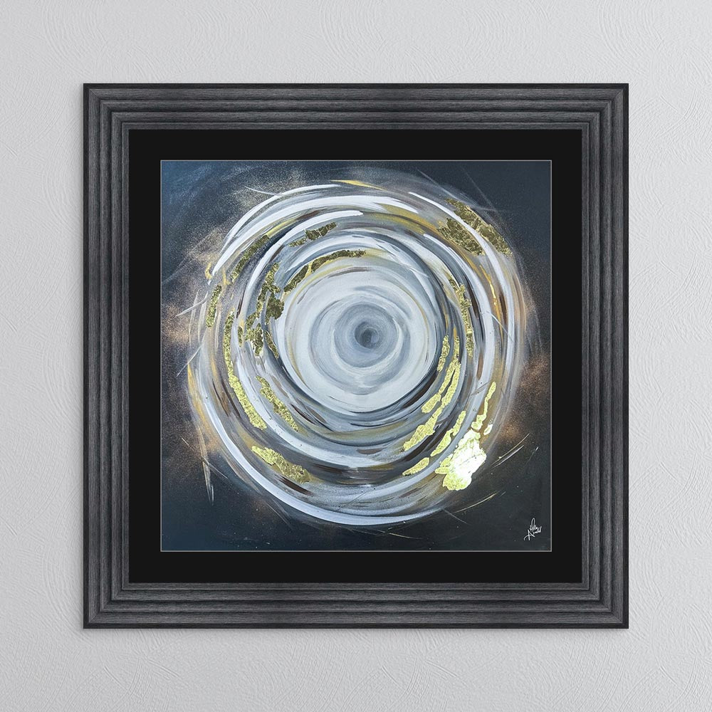 Circle of Life 1 with Gold Foil Embellishment - with Black Mount Framed Wall Art