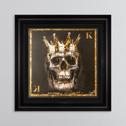 Skull King with Gold Foil Embellishment - with Black Mount Framed Wall Art