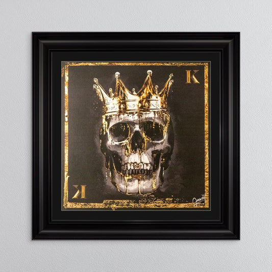 Skull King with Gold Foil Embellishment - with Black Mount Framed Wall Art