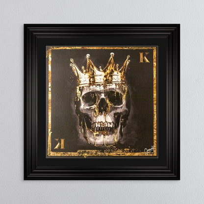 Skull King with Gold Foil Embellishment - with Black Mount Framed Wall Art