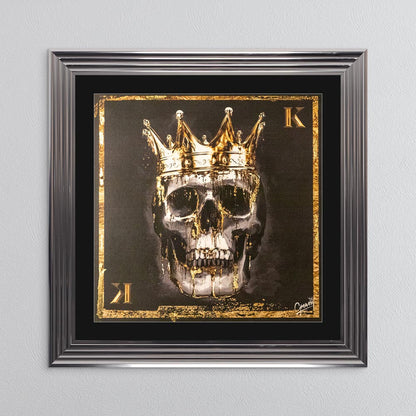 Skull King with Gold Foil Embellishment - with Black Mount Framed Wall Art