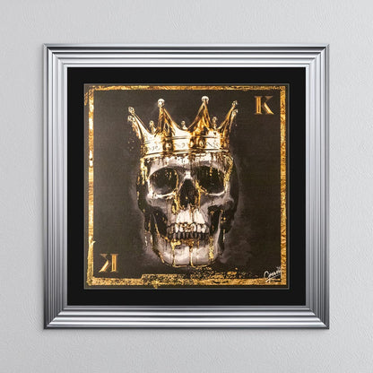 Skull King with Gold Foil Embellishment - with Black Mount Framed Wall Art