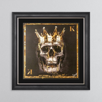 Skull King with Gold Foil Embellishment - with Black Mount Framed Wall Art