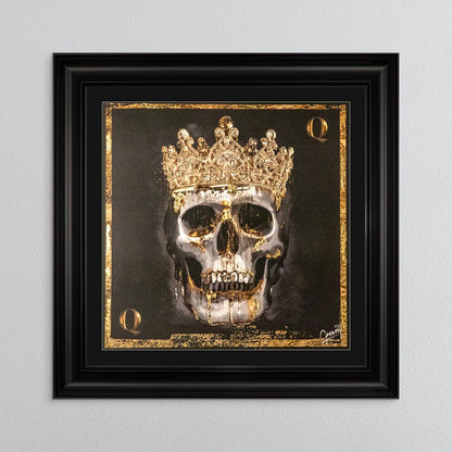 Skull Queen with Gold Foil Embellishment - with Black Mount Framed Wall Art