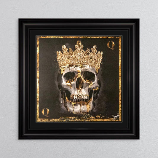 Skull Queen with Gold Foil Embellishment - with Black Mount Framed Wall Art