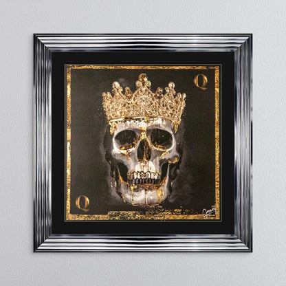 Skull Queen with Gold Foil Embellishment - with Black Mount Framed Wall Art