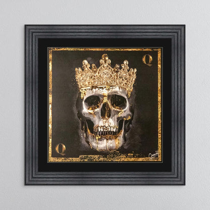 Skull Queen with Gold Foil Embellishment - with Black Mount Framed Wall Art