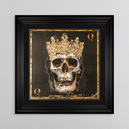 Skull Queen with Gold Foil Embellishment - with Black Mount Framed Wall Art