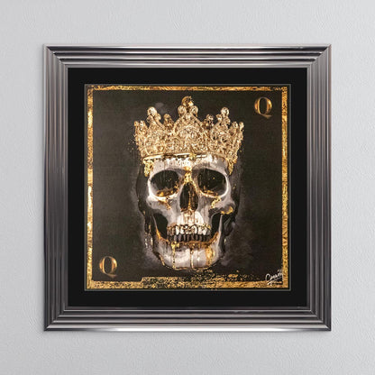 Skull Queen with Gold Foil Embellishment - with Black Mount Framed Wall Art