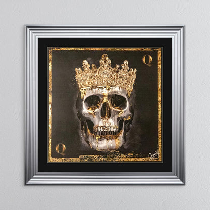 Skull Queen with Gold Foil Embellishment - with Black Mount Framed Wall Art
