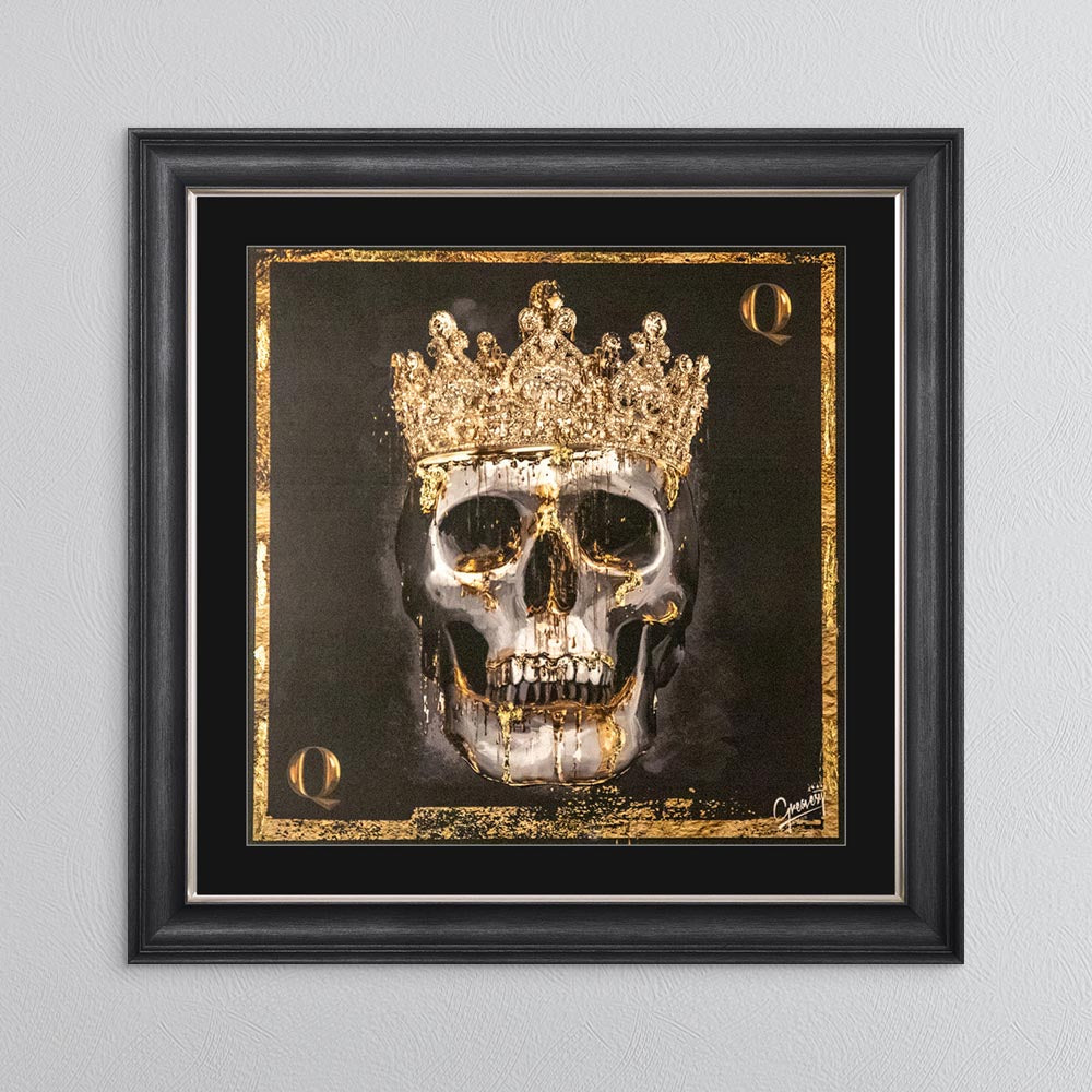 Skull Queen with Gold Foil Embellishment - with Black Mount Framed Wall Art