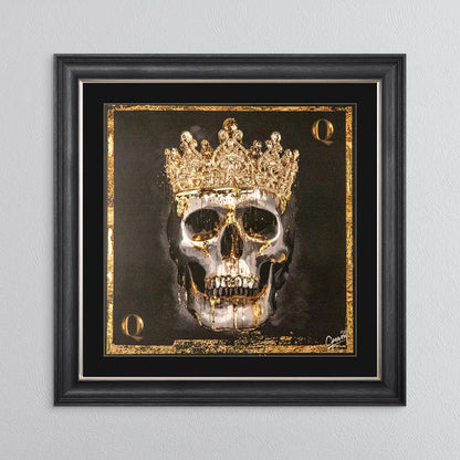 Skull Queen with Gold Foil Embellishment - with Black Mount Framed Wall Art