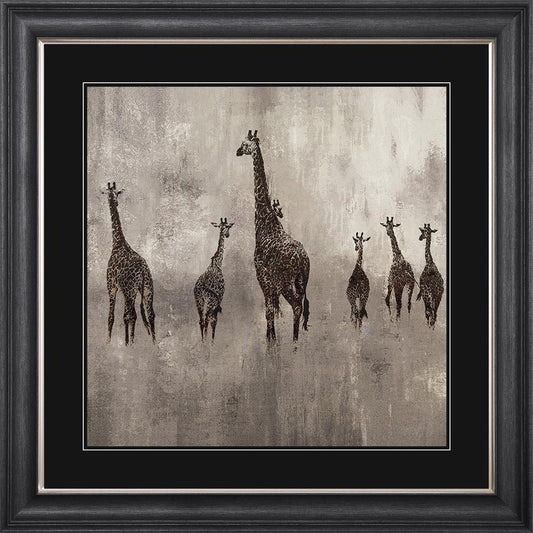 Giraffes On The Move with Black Mount Framed Wall Art