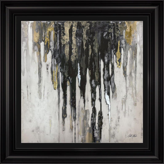 Abstract Black & Gold Dripping Keys No. 1 with Black Mount Framed Wall Art