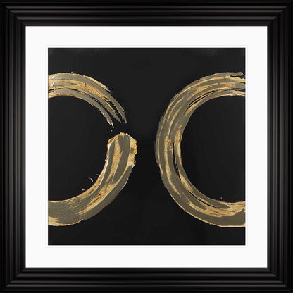 Gold Zen Circle On Black 2 with White Mount Framed Wall Art