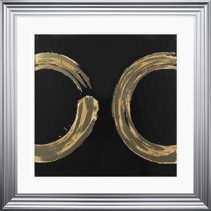 Gold Zen Circle On Black 2 with White Mount Framed Wall Art