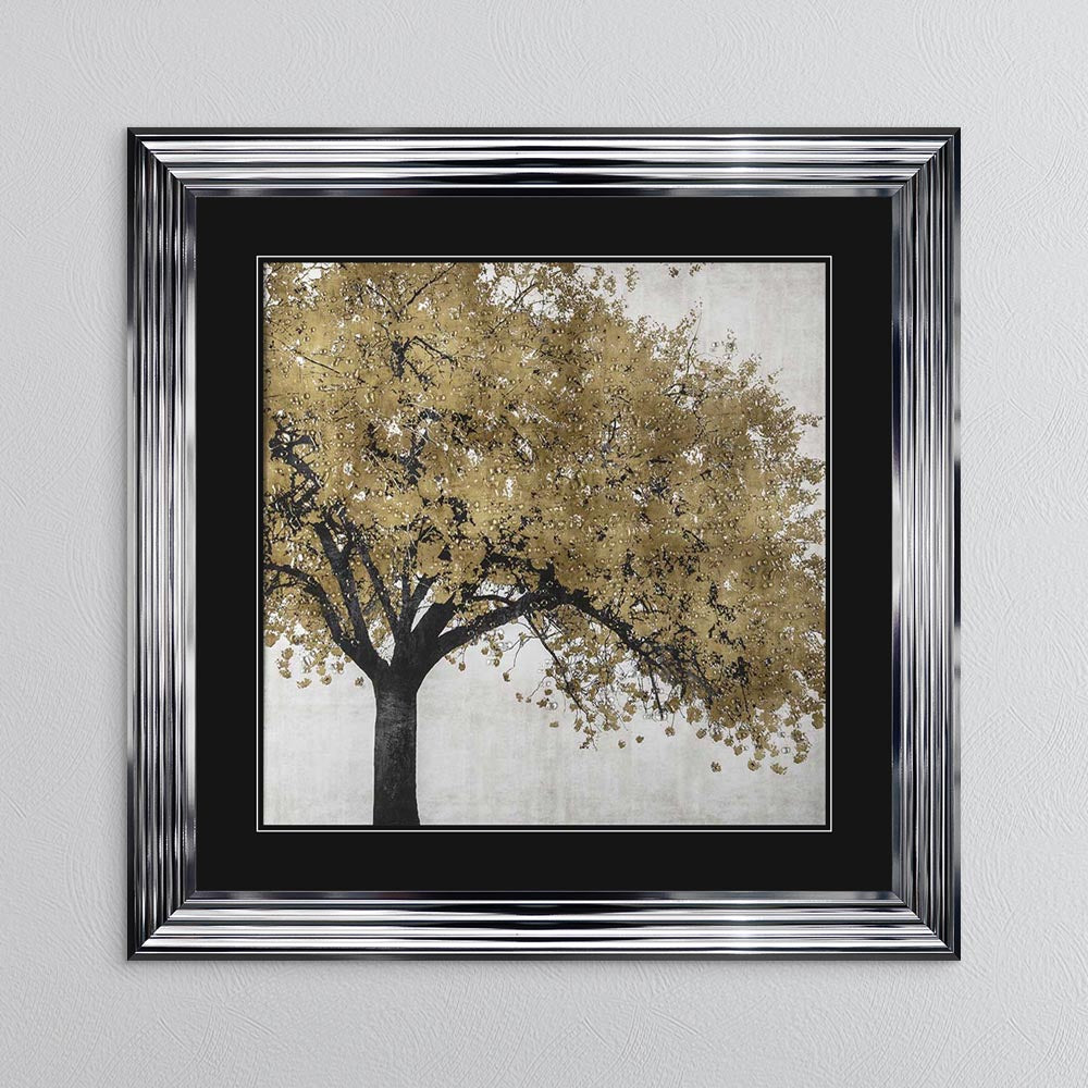 Golden Blossoms with Black Mount Framed Wall Art