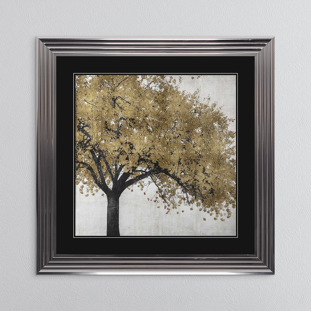 Golden Blossoms with Black Mount Framed Wall Art