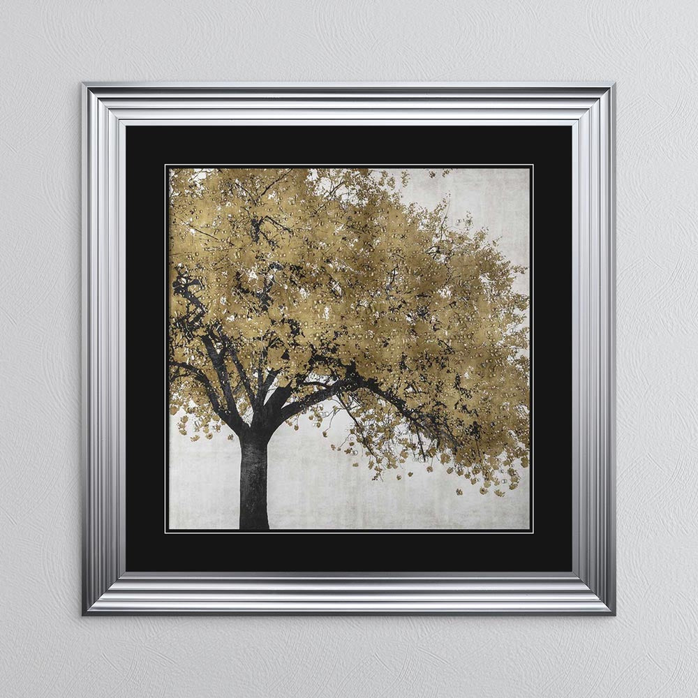 Golden Blossoms with Black Mount Framed Wall Art
