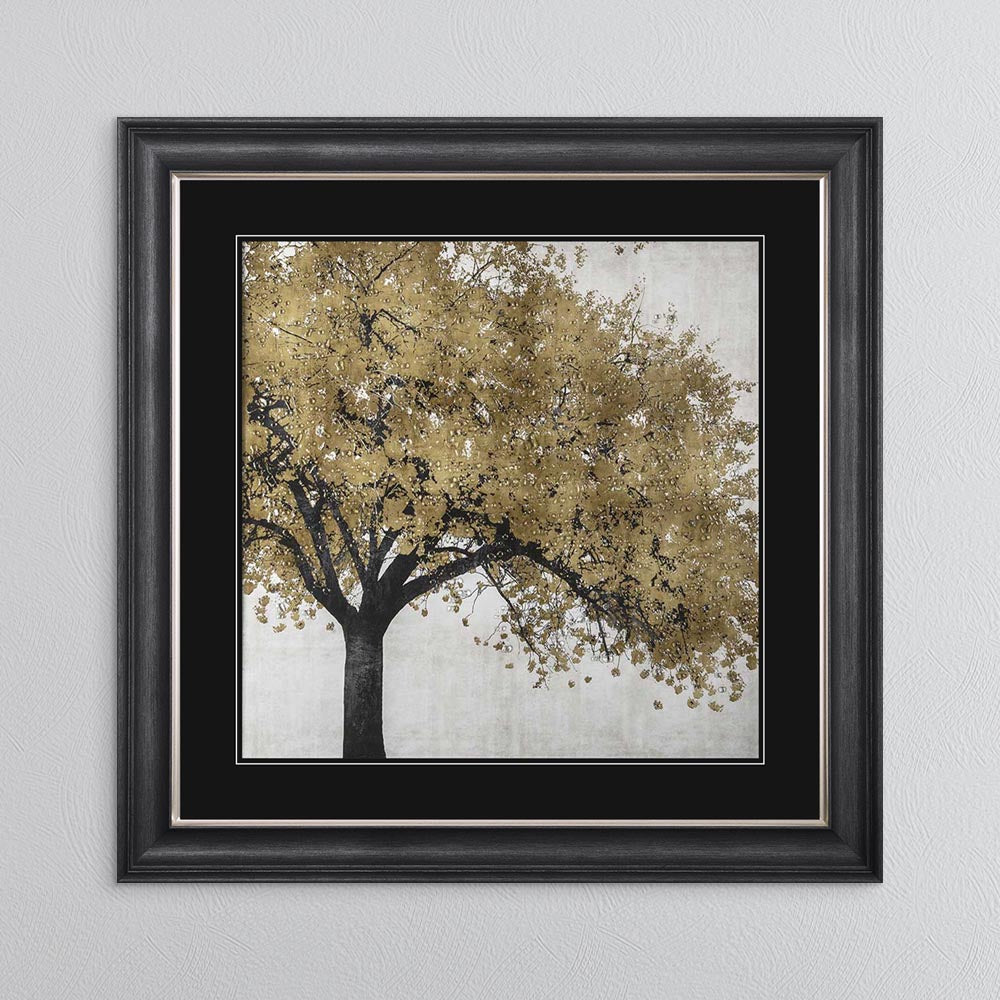 Golden Blossoms with Black Mount Framed Wall Art