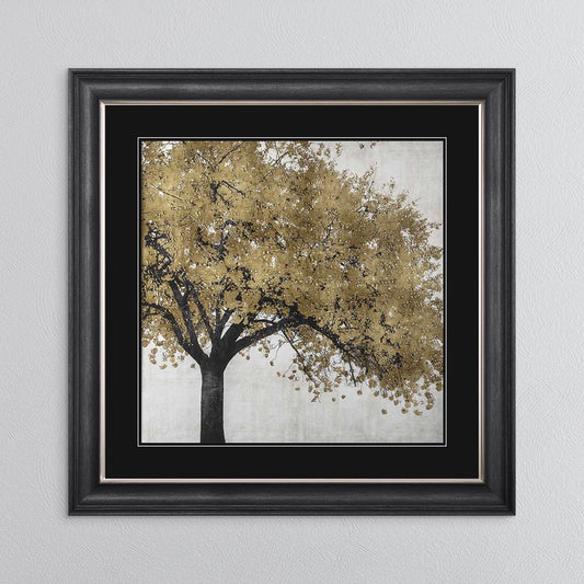 Golden Blossoms with Black Mount Framed Wall Art