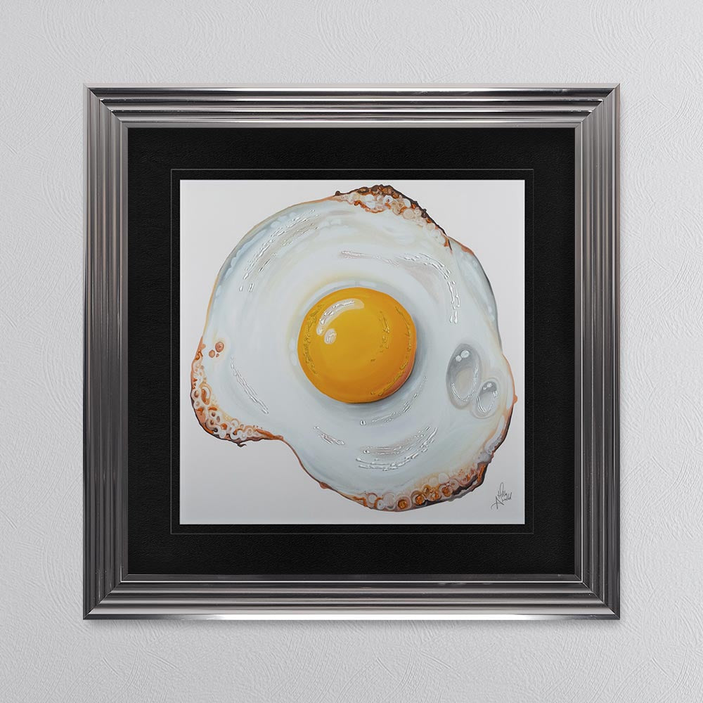 Fried Egg with Black Mount Framed Wall Art