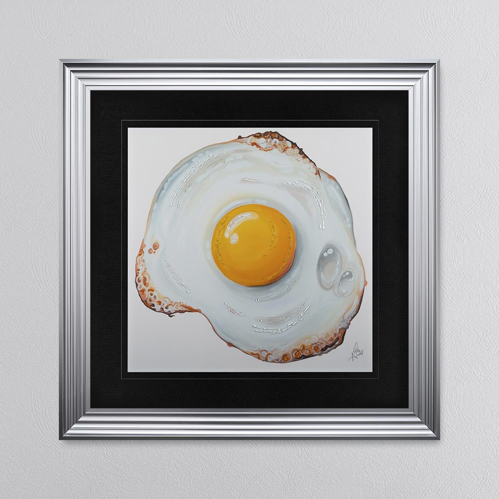 Fried Egg with Black Mount Framed Wall Art