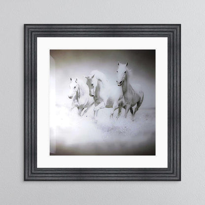Galloping Horses with White Mount Framed Wall Art