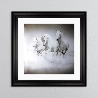 Galloping Horses with White Mount Framed Wall Art