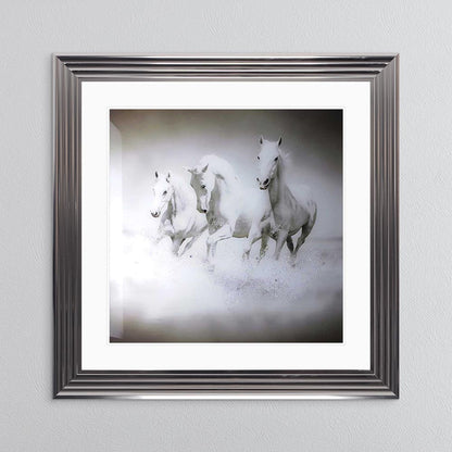 Galloping Horses with White Mount Framed Wall Art