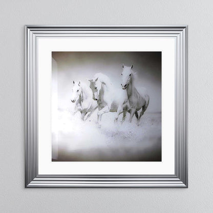 Galloping Horses with White Mount Framed Wall Art