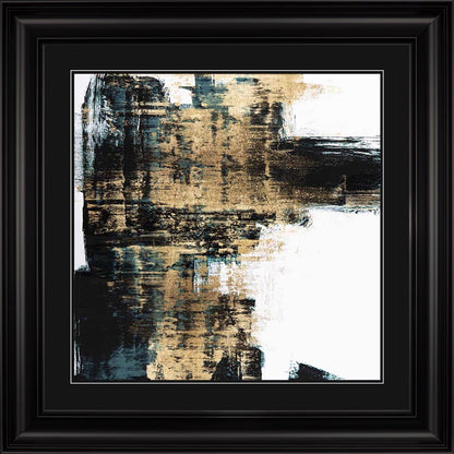 Infatuation Gold On Teal 1 with Black Mount Framed Wall Art