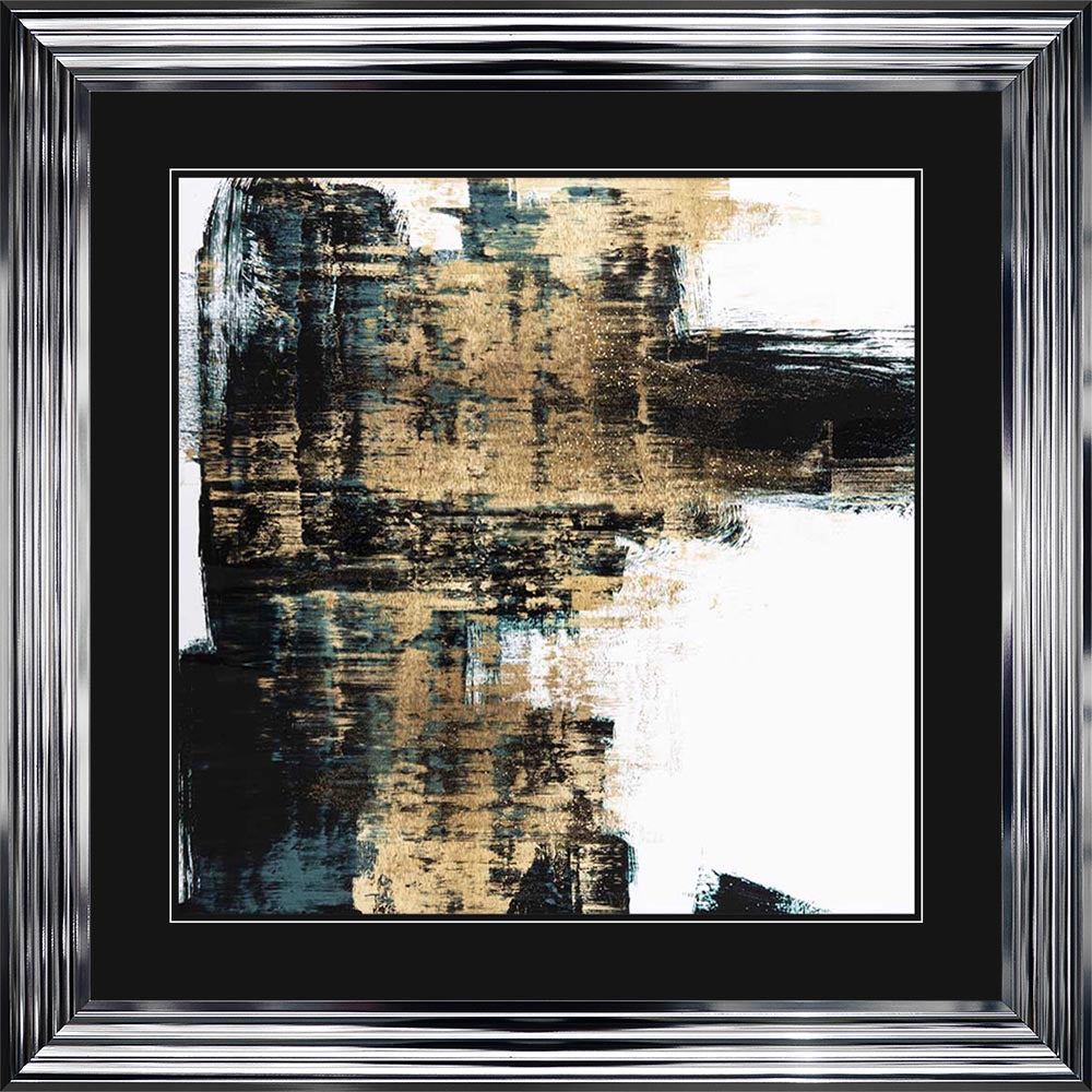Infatuation Gold On Teal 1 with Black Mount Framed Wall Art