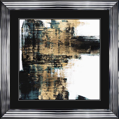 Infatuation Gold On Teal 1 with Black Mount Framed Wall Art