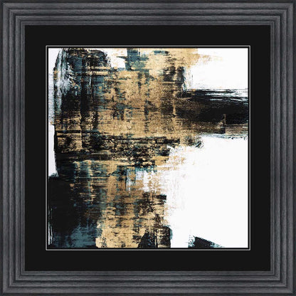 Infatuation Gold On Teal 1 with Black Mount Framed Wall Art