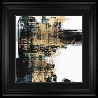 Infatuation Gold On Teal 1 with Black Mount Framed Wall Art