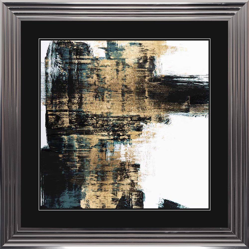 Infatuation Gold On Teal 1 with Black Mount Framed Wall Art