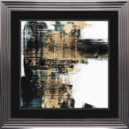 Infatuation Gold On Teal 1 with Black Mount Framed Wall Art