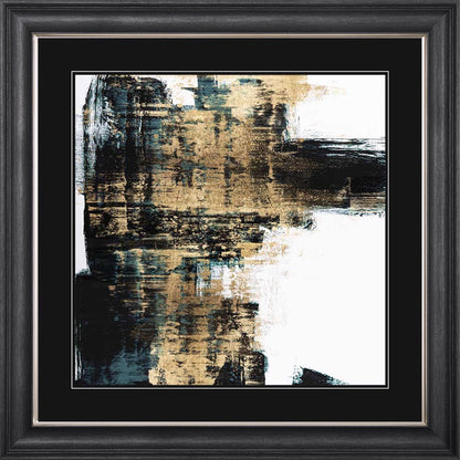 Infatuation Gold On Teal 1 with Black Mount Framed Wall Art
