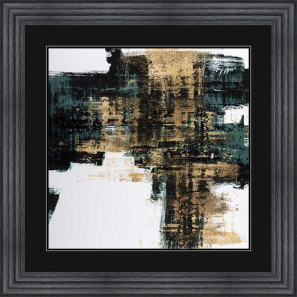 Infatuation Gold On Teal 2 with Black Mount Framed Wall Art